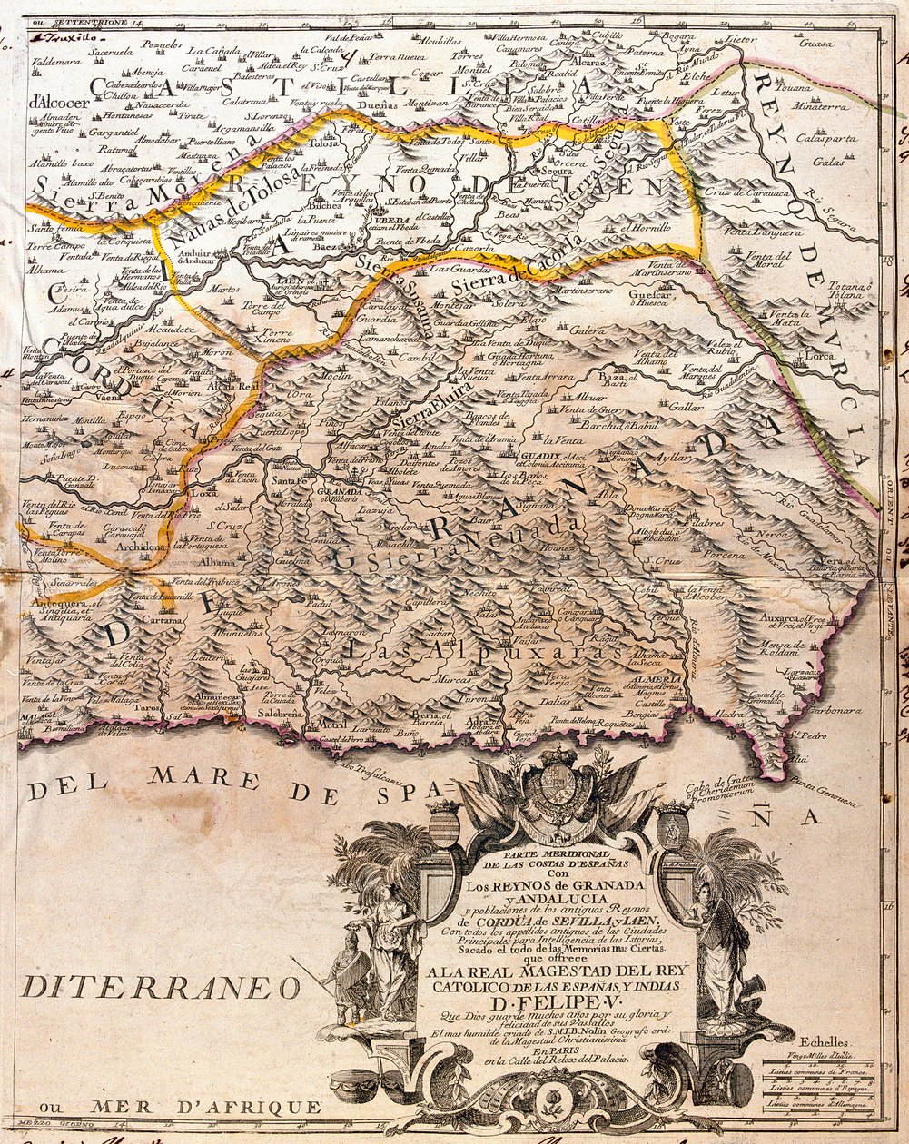 Mapa da Província de Granada (Espanha) (Gravura de Jean Baptiste Nolin