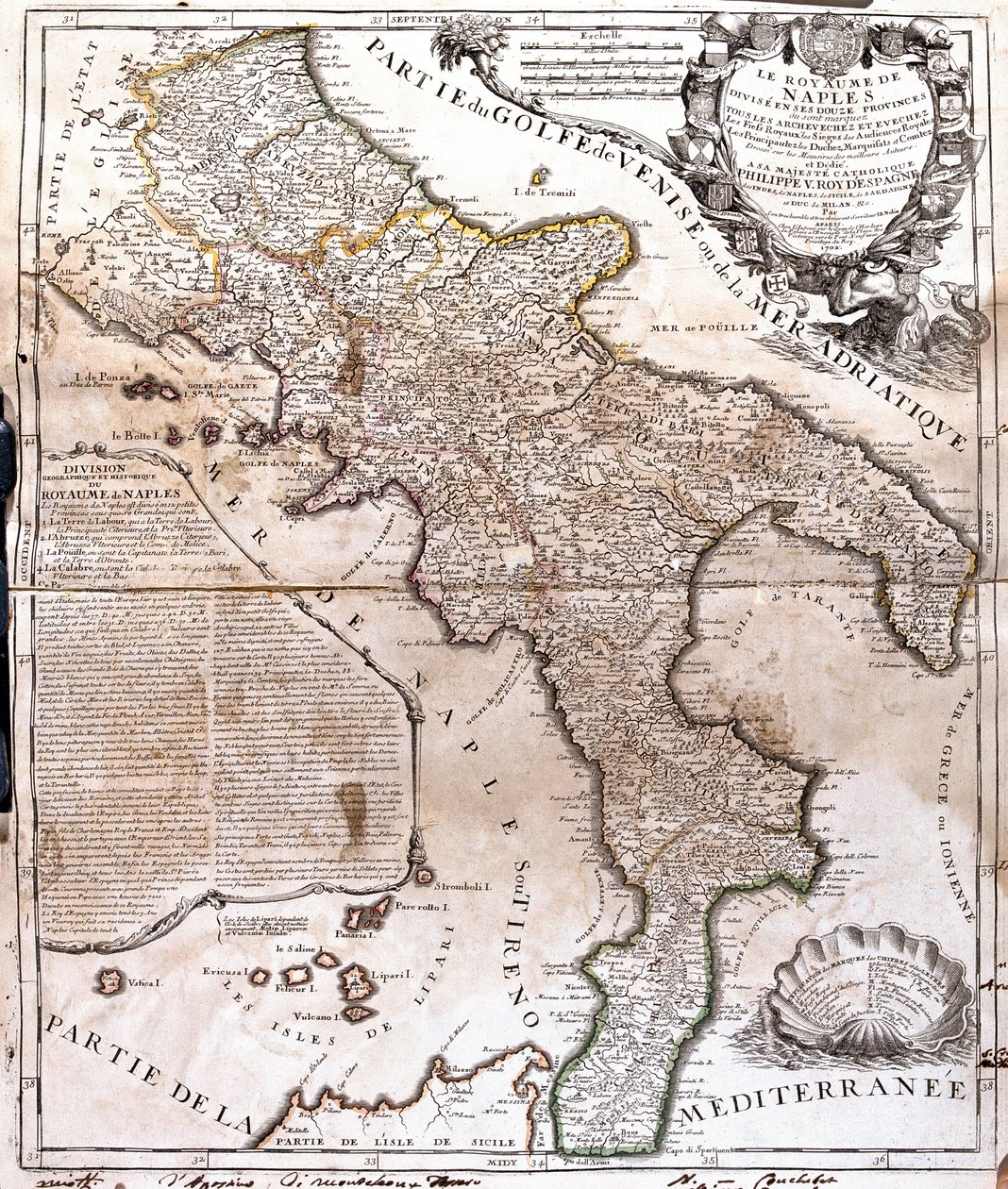 Mapa do Reino de Nápoles (Itália) (Gravura de Jean Baptiste Nolin