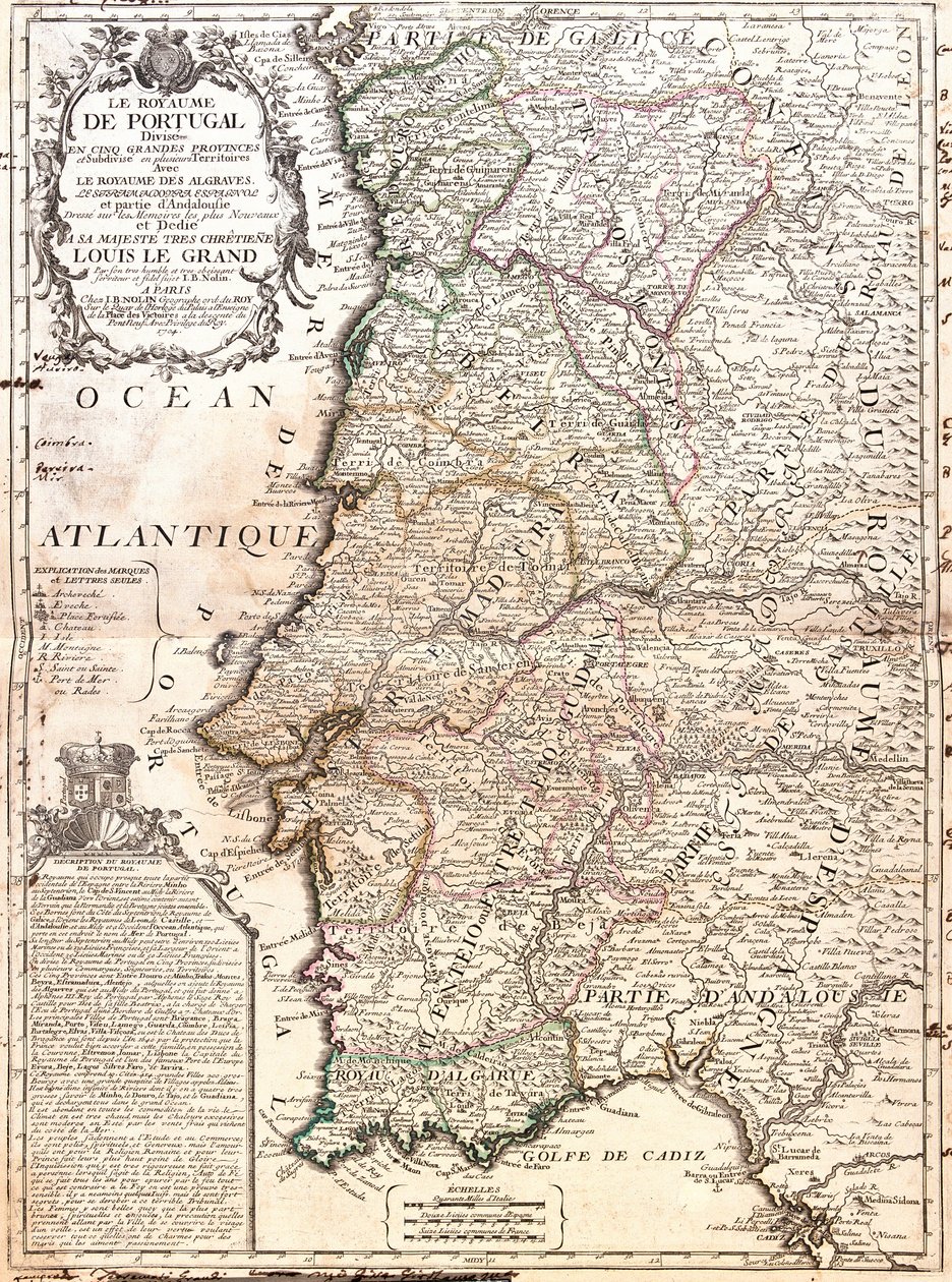 Mapa do Reino de Portugal (Gravura de Jean Baptiste Nolin