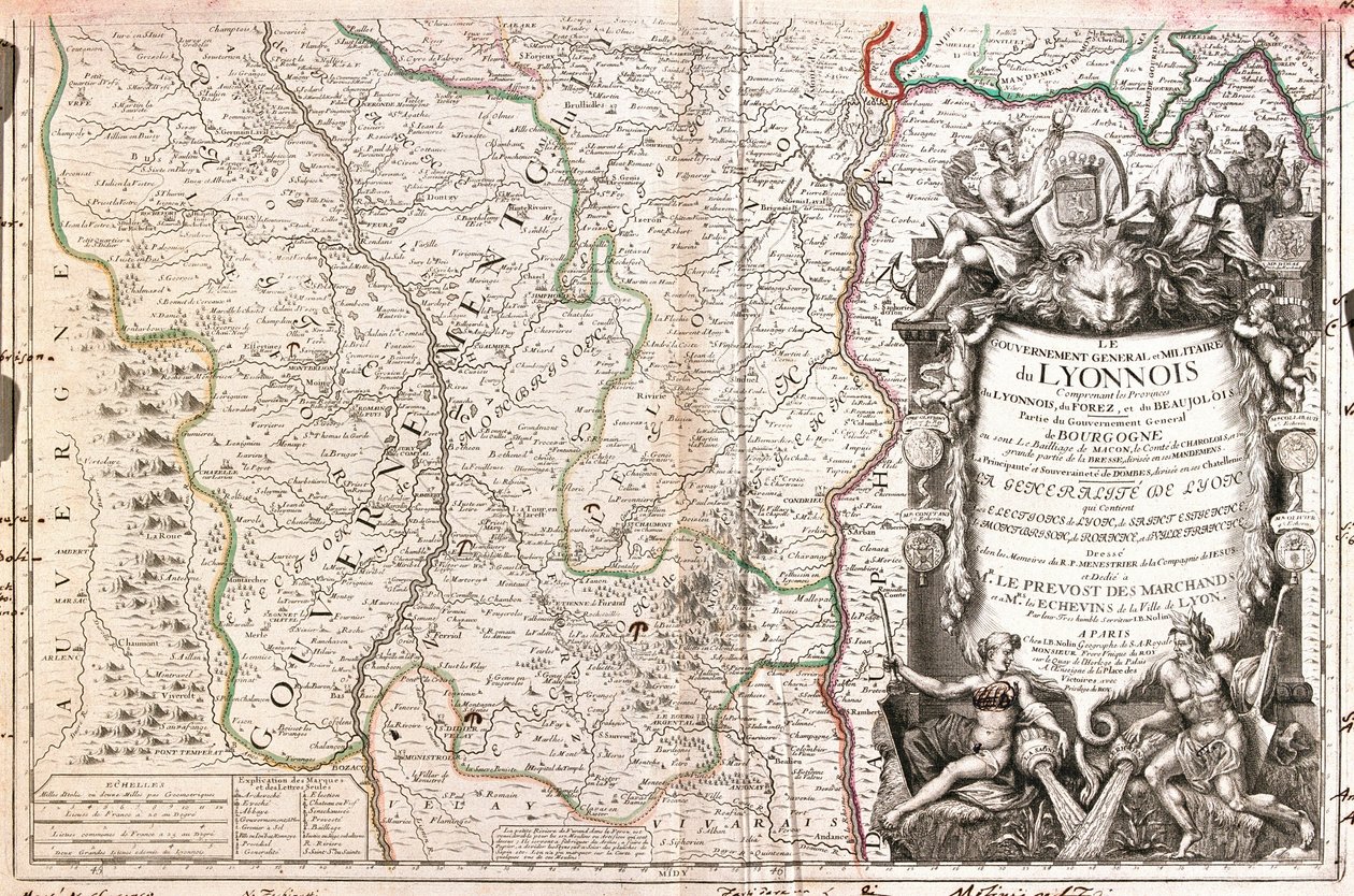 Mapa do Lyonnais (França) (Gravura de Jean Baptiste Nolin