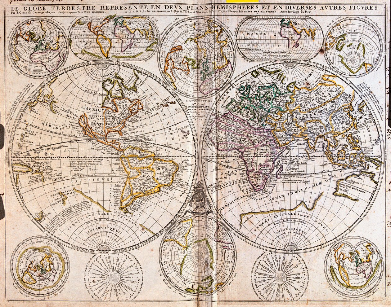 Mapa do Mundo (gravura de Jean Baptiste Nolin