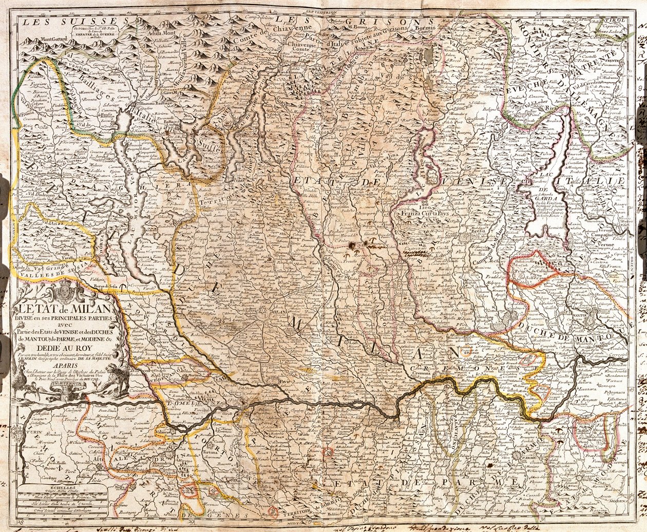 Mapa da região de Milão (Itália) (Gravura de Jean Baptiste Nolin