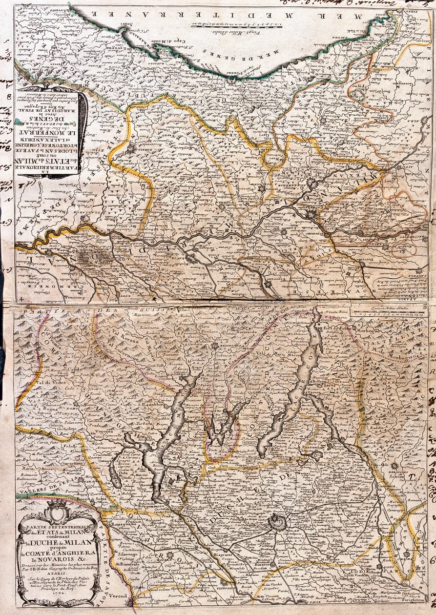 Mapa da área de Milão (Itália) (Gravura de Jean Baptiste Nolin