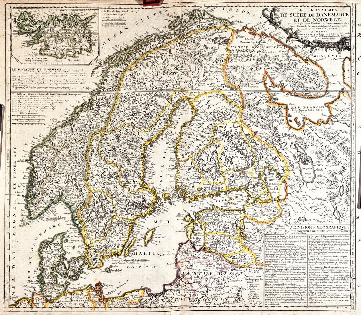 Mapa dos reinos da Noruega, Suécia e Dinamarca (Gravura de Jean Baptiste Nolin