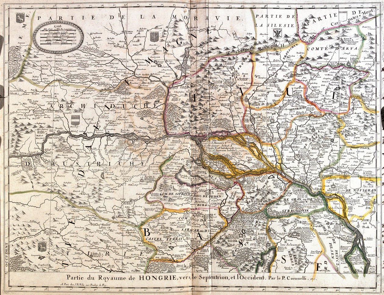 Mapa da parte noroeste do Reino da Hungria (Gravura de Jean Baptiste Nolin