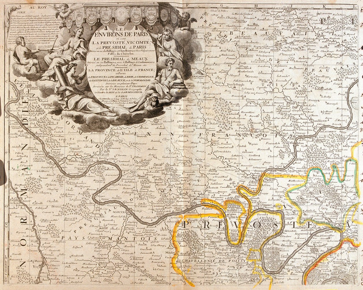 Mapa do noroeste da Ile de France de Jean Baptiste Nolin