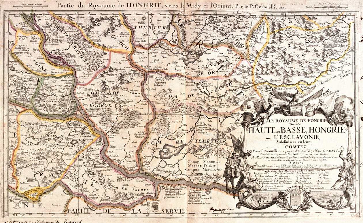 Mapa da parte oriental do Reino da Hungria (Gravura de Jean Baptiste Nolin
