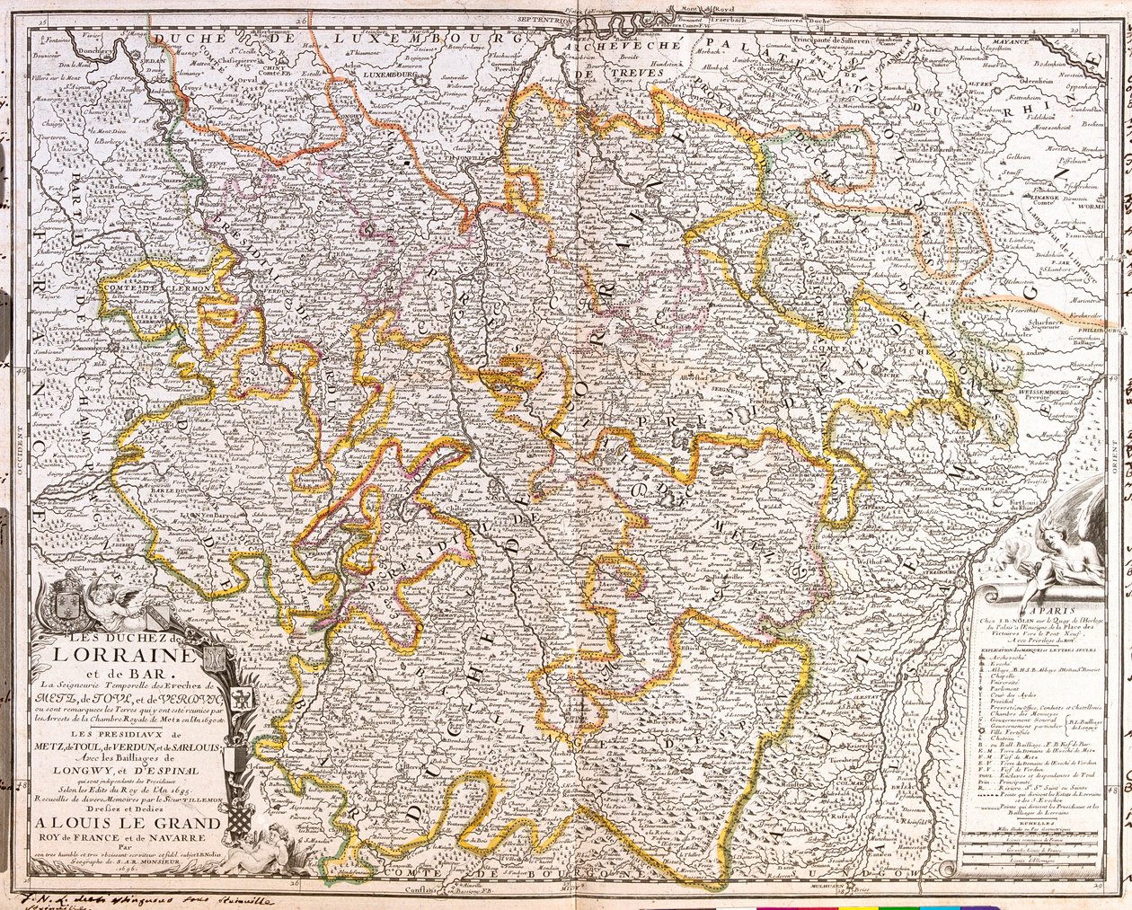 Mapa da província de Lorraine (França) (Gravura de Jean Baptiste Nolin