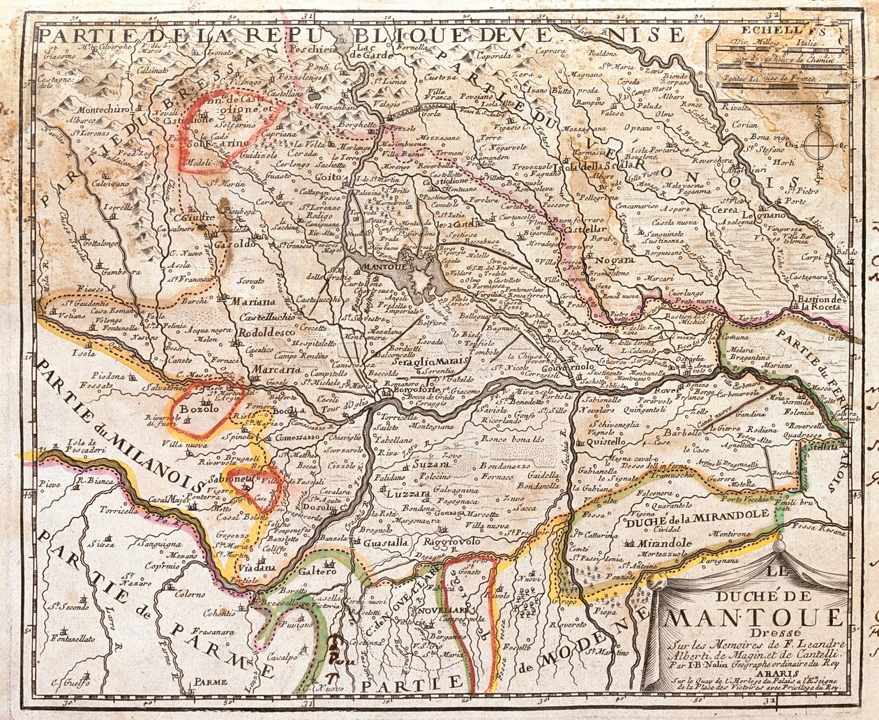 Mapa da província de Mantova (Itália) (Gravura de Jean Baptiste Nolin