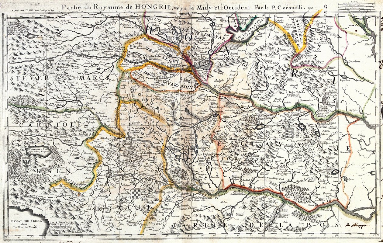 Mapa da parte ocidental sul do Reino da Hungria (Gravura de Jean Baptiste Nolin