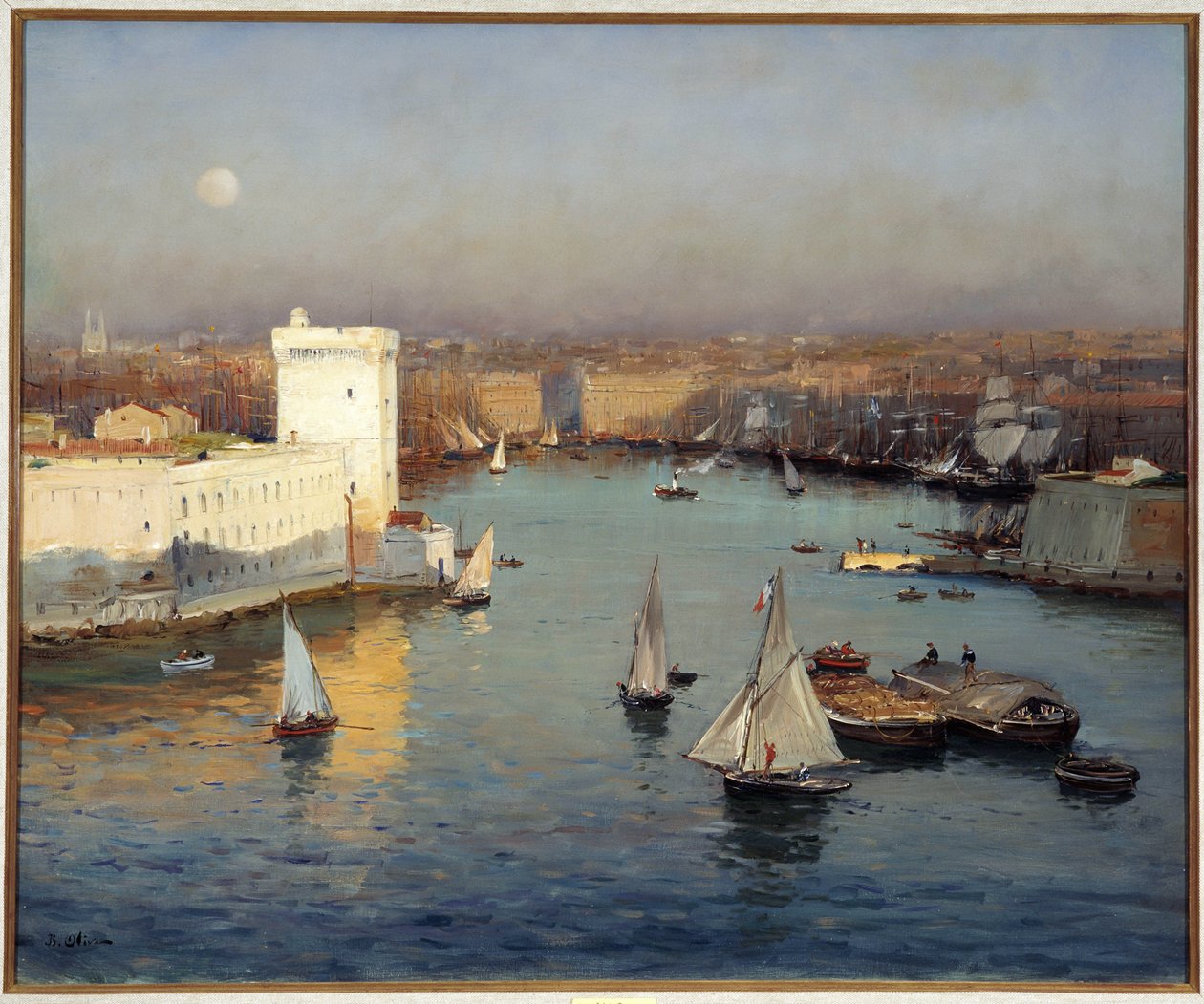 Vista do Velho Porto de Marselha da Pintura Pharo de Jean Baptiste Olive (1848-1936) Dim. 50x73 cm Menção obrigatória: Fundação de colecção de provence, Marselha de Jean Baptiste Olive