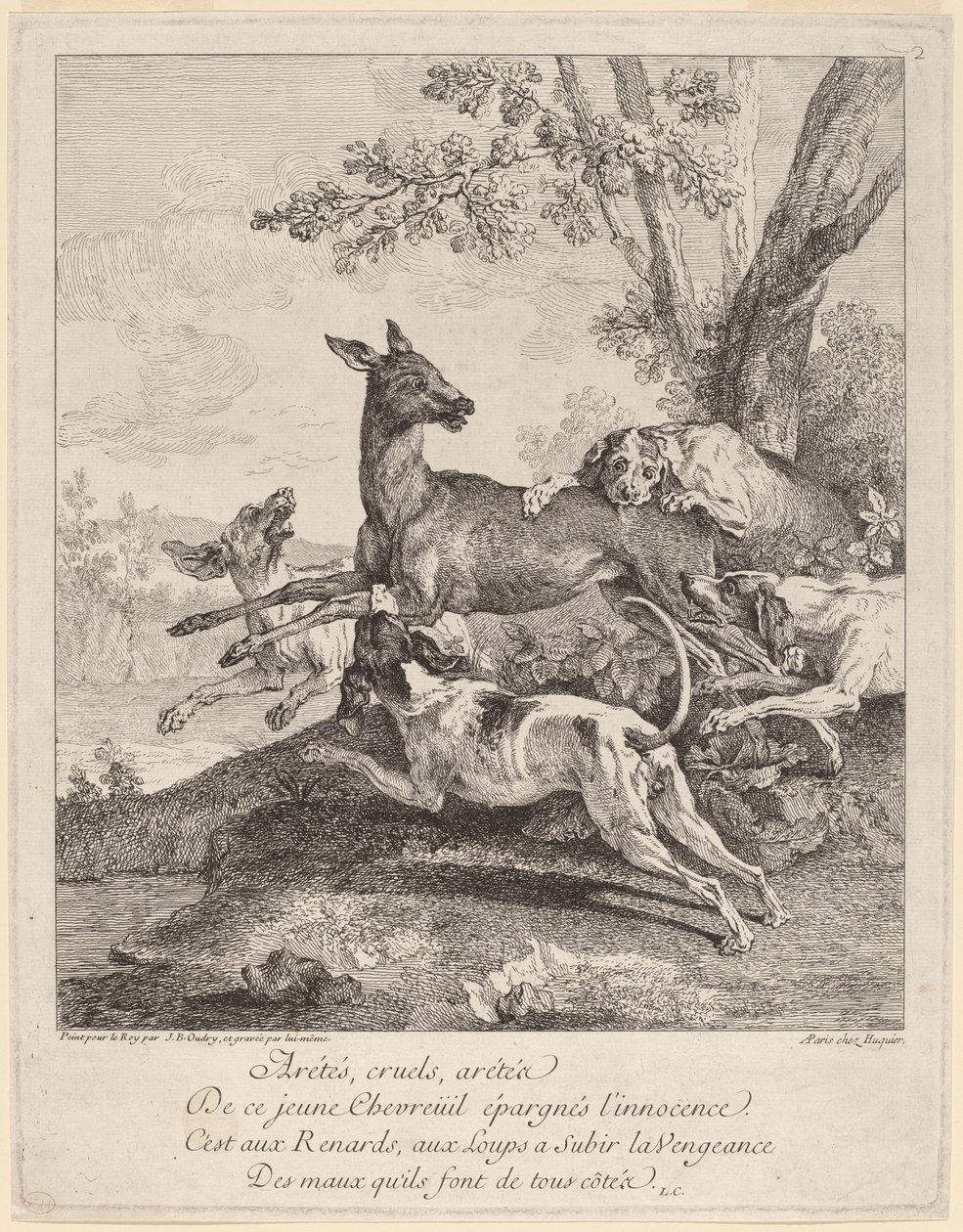 Um cervo atacado por cães de Jean Baptiste Oudry