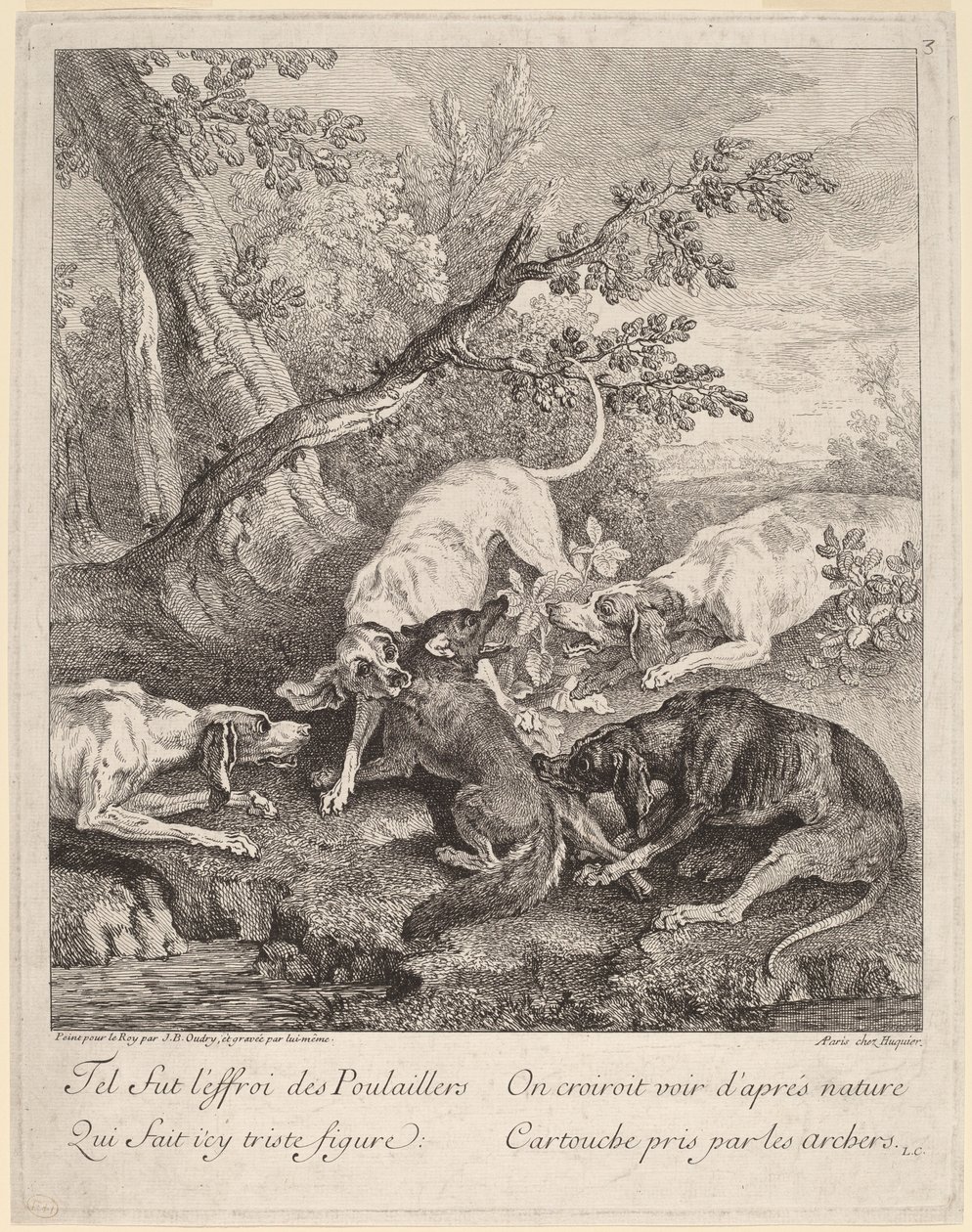 Uma raposa atacada por cães de Jean Baptiste Oudry