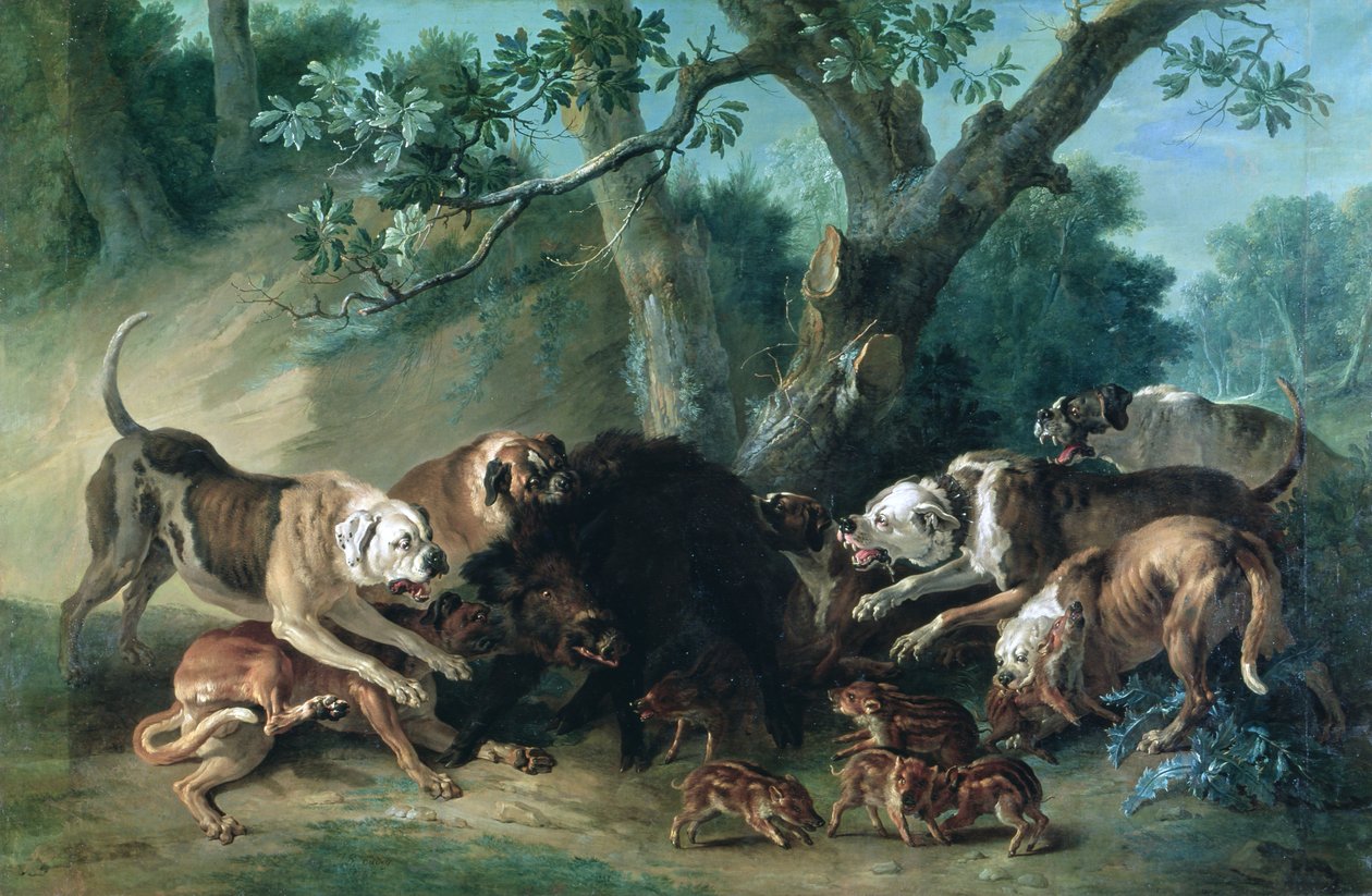 Uma Semeadora Selvagem e a sua Jovem Atacada por Cães de Jean Baptiste Oudry