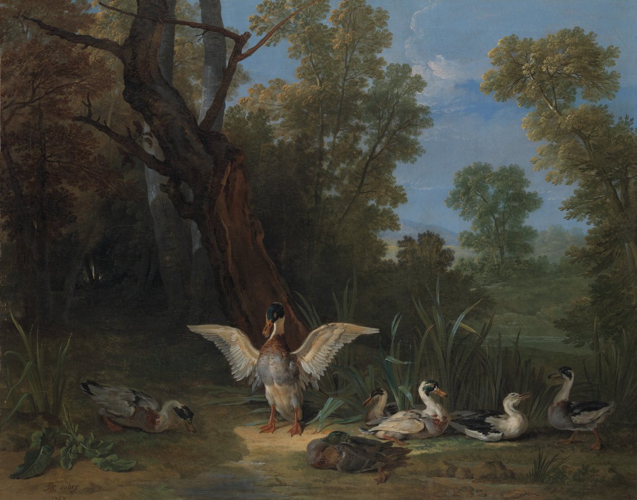 Patos descansando na luz do sol, 1753. de Jean Baptiste Oudry