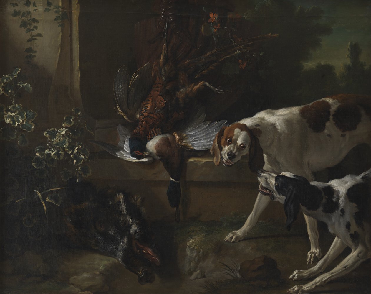 Cães com Aves Selvagens e Caça de Jean Baptiste Oudry