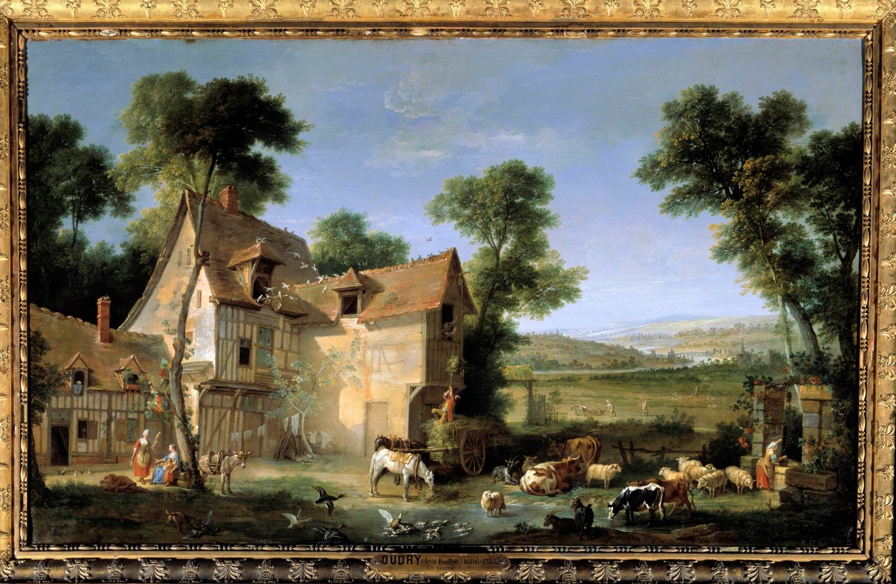 La ferme Peinture de Jean Baptiste Oudry (1686-1755) 1750 Sol. 1,3x2,12 m de Jean Baptiste Oudry