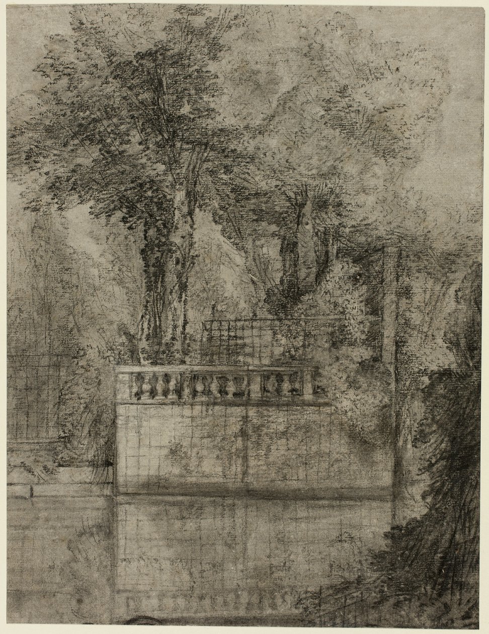 Trabalho de treliça e piscina refletora em Arcueil de Jean Baptiste Oudry