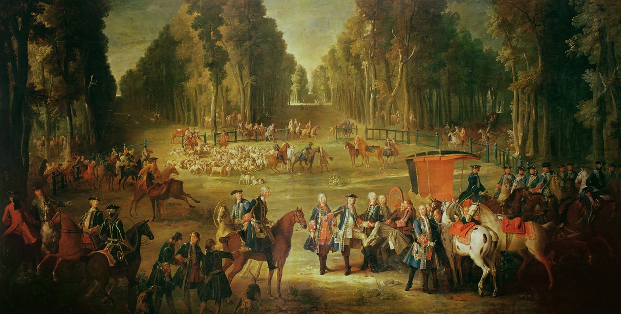 Encontro para o Puits-du-Roi Hunt na Compiegne (ver 202272 para detalhes) de Jean Baptiste Oudry