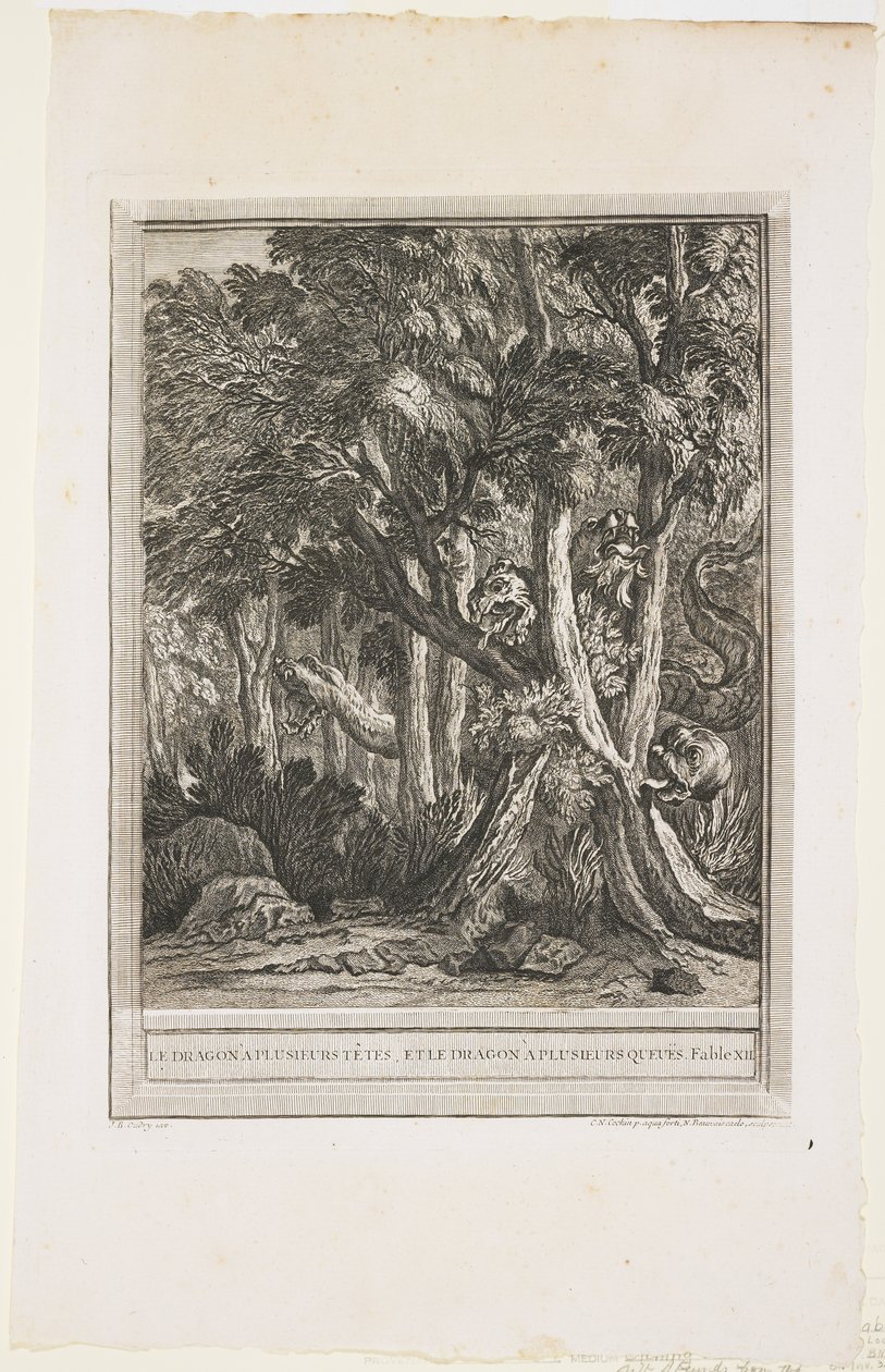 O Dragão de Muitas Cabeças, Fable XII, c. 1753-1755 de Jean Baptiste Oudry