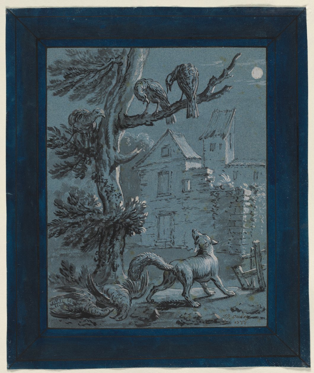 A raposa e as galinhas de peru: ilustração para as fábulas de La Fontaine de Jean Baptiste Oudry