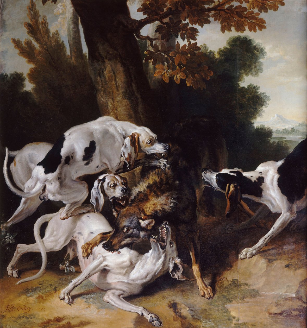 A caça ao lobo, 1725 de Jean Baptiste Oudry