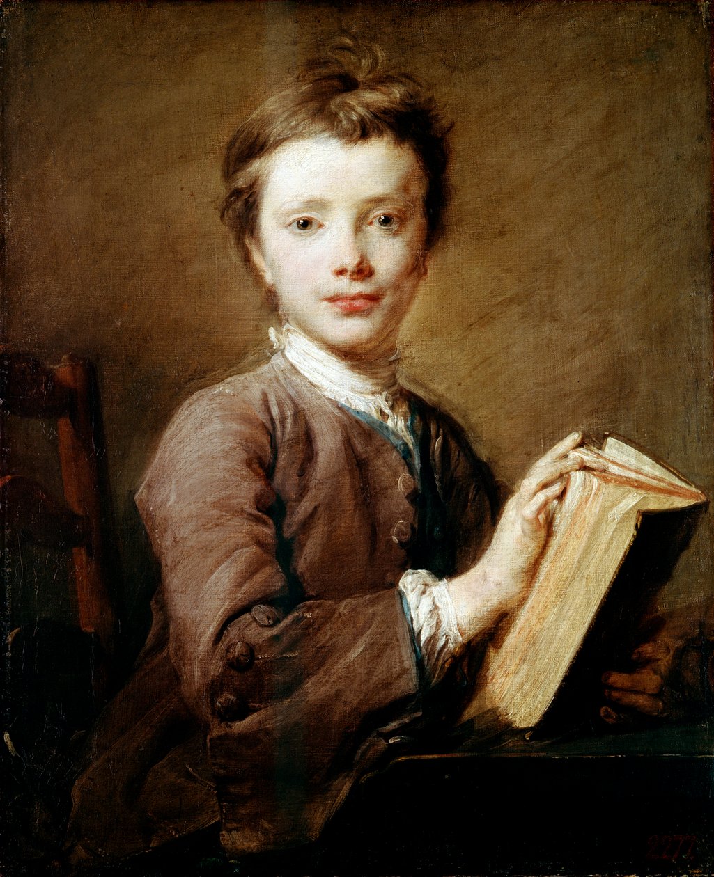 Um menino com um livro, c1740. de Jean Baptiste Perronneau