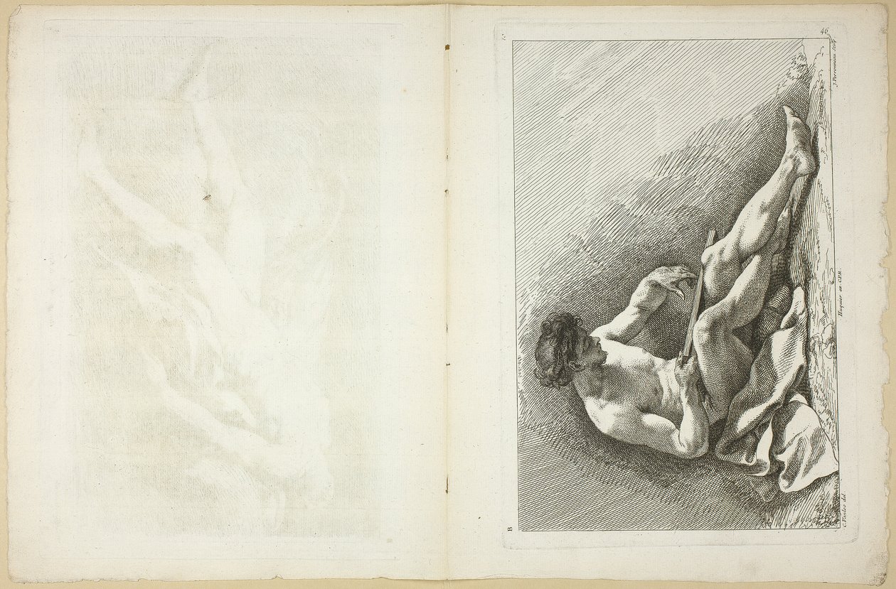 Figura (reto e verso), do Segundo livro de figuras das Academias gravada em parte pelos Professores da Real Academia de Jean Baptiste Perronneau