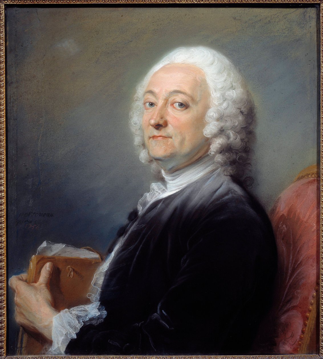 Retrato do pintor Hubert Drouais (1699-1767) Pastel de Jean-Baptiste Perroneau (Jean Baptiste Perronneau) (1715-1783) 1754 Sol: 0,64x0,57 m Orleans, musee des Beaux Arts - Retrato do pintor Hubert Drouais (1699-1767). Pastel pintura b de Jean Baptiste Perronneau