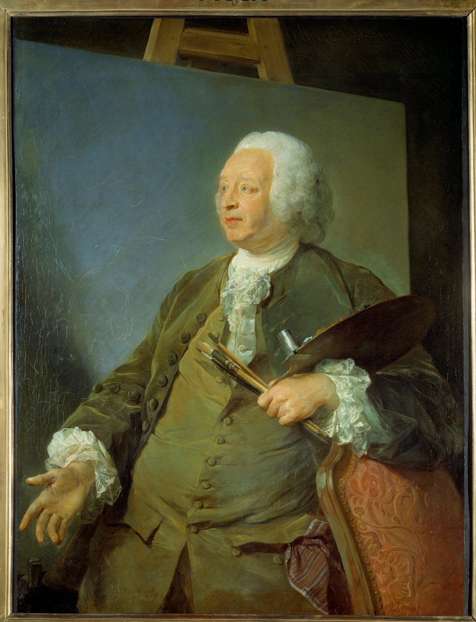 Retrato do pintor Jean Baptiste Oudry (1686-1755) Pintura de Jean-Baptiste Perroneau (Jean Baptiste Perronneau) (1715-1783) Século XVIII Sol 1,31x1,05 m de Jean Baptiste Perronneau