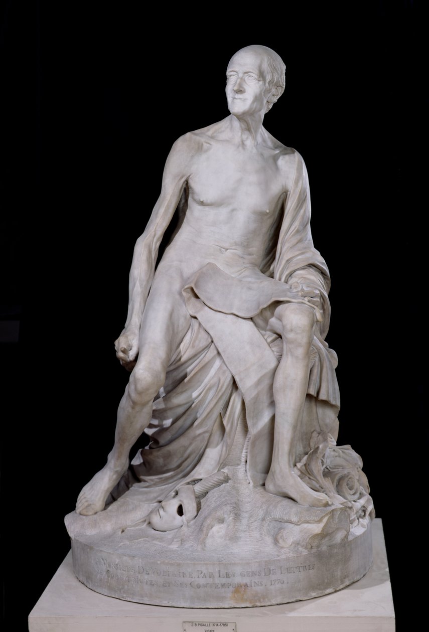 Estátua sentada de Voltaire (1694-1778) 1776 (mármore) de Jean Baptiste Pigalle