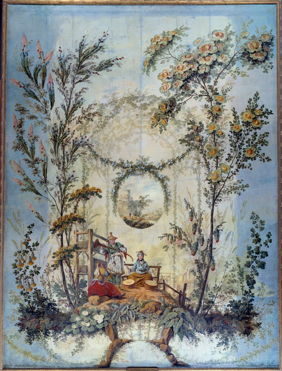 Chinoiserie: Painel decorativo representando uma cena chinesa, dirigido por Jean Pillement (1728-1808) de Jean Baptiste Pillement