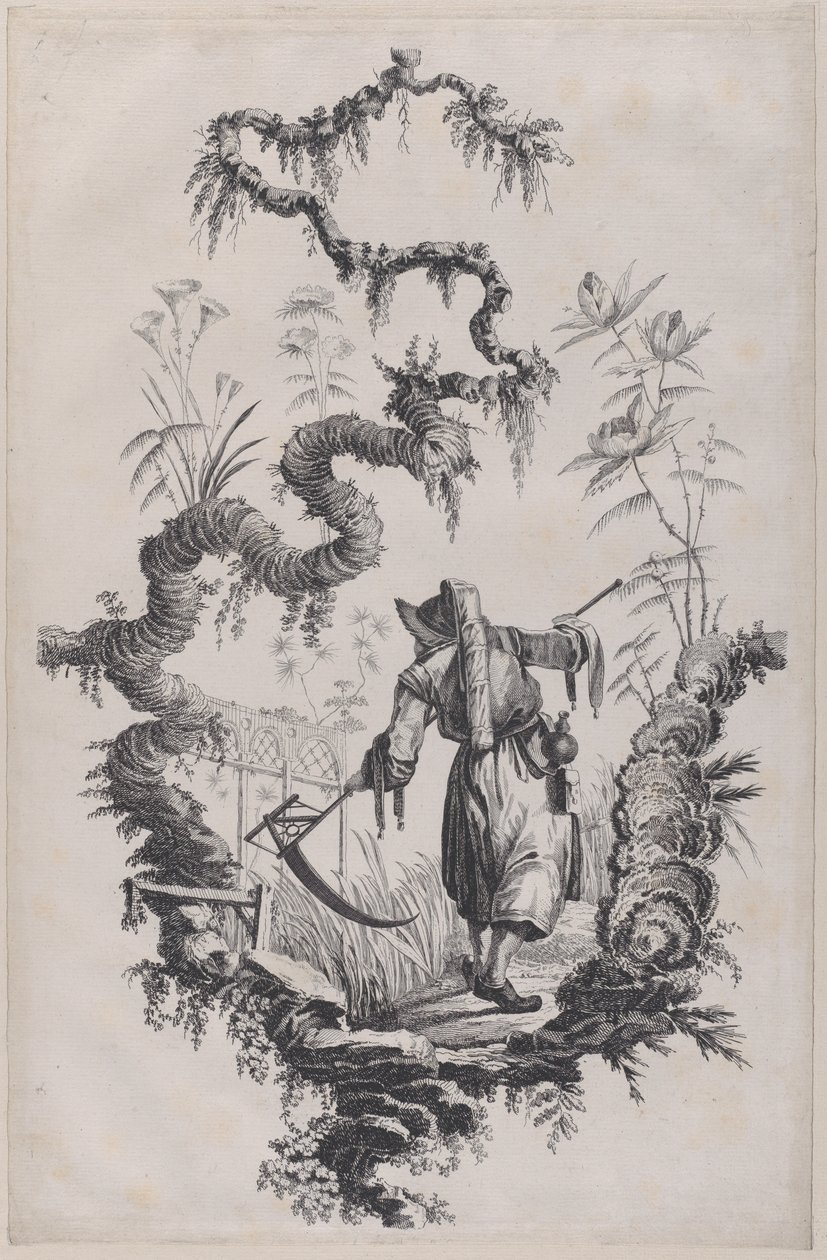 Impressão de ornamento de chinoiserie, 1755. de Jean Baptiste Pillement