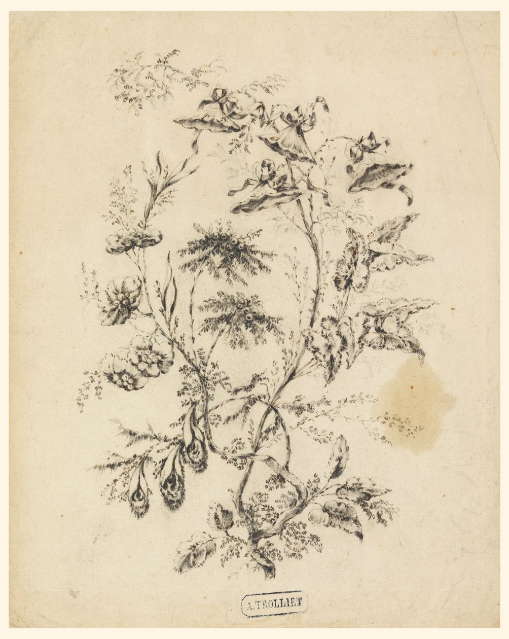 Desenho, Ramo de uma árvore fantástica, 1775-1800 de Jean Baptiste Pillement