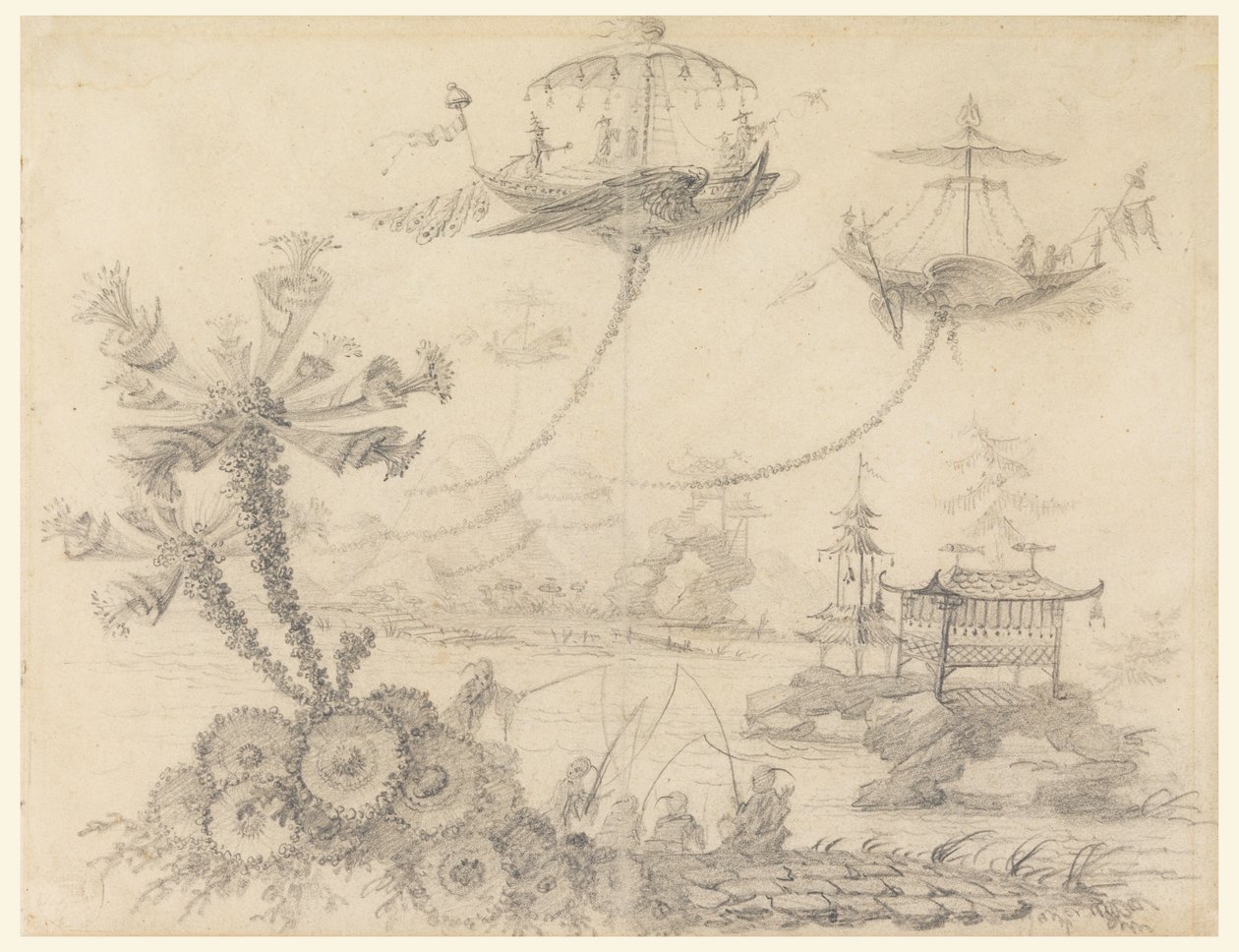 Desenho, Fantasia Chinoiserie, 1770-90 de Jean Baptiste Pillement
