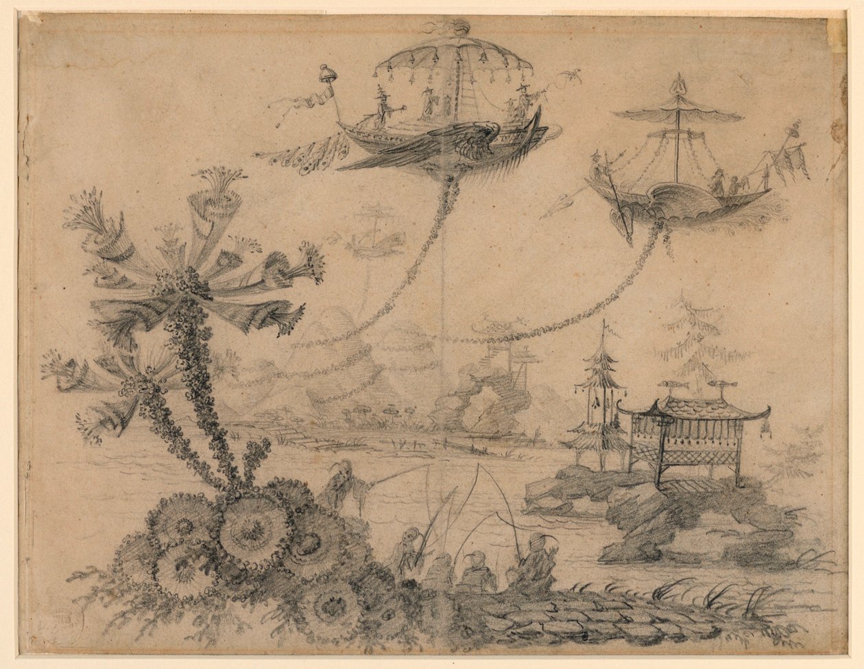 Desenho, Fantasia Chinoiserie, 1770-90 de Jean Baptiste Pillement