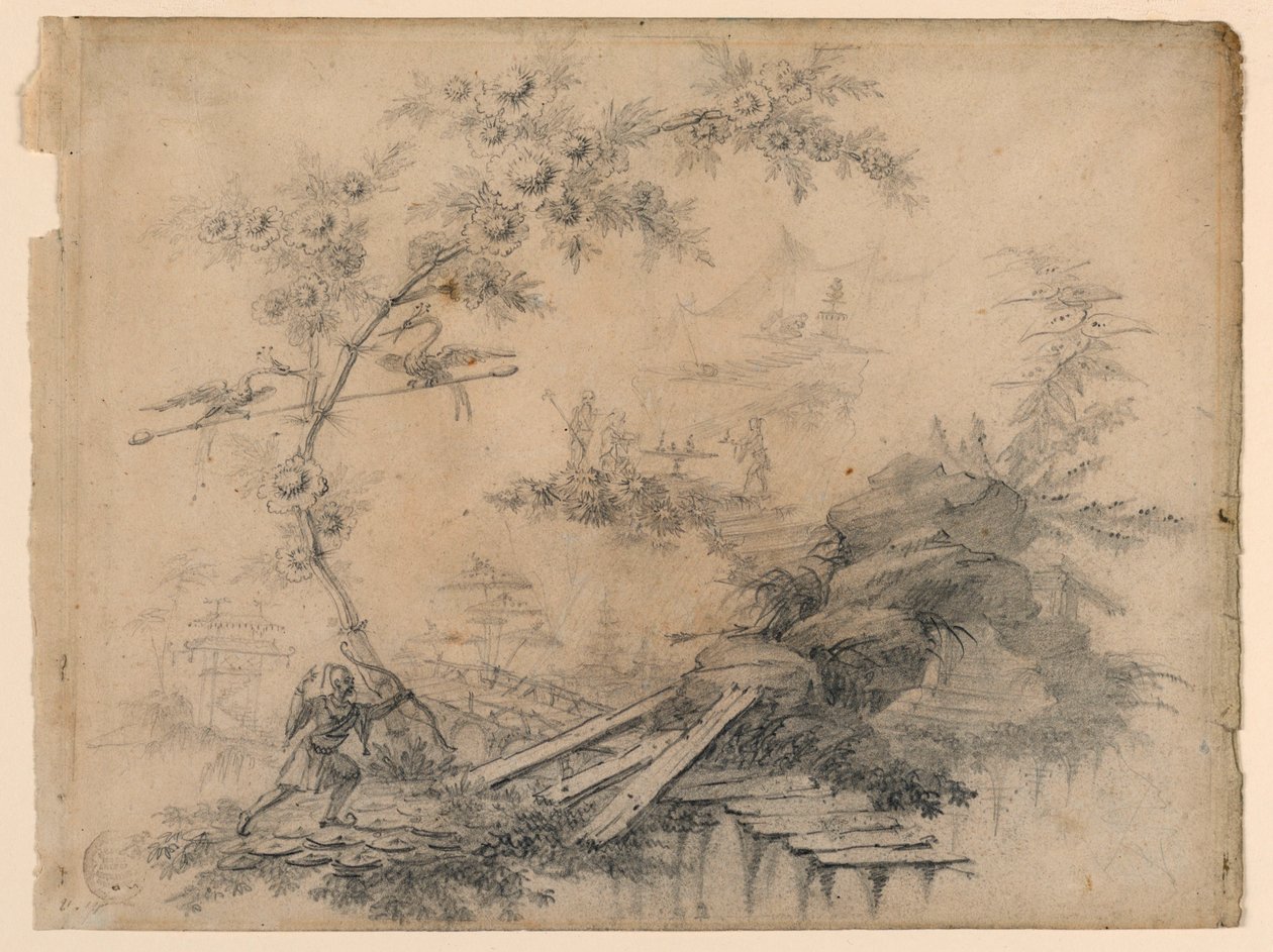 Desenho, Fantasia Chinoiserie, ca. 1780 de Jean Baptiste Pillement