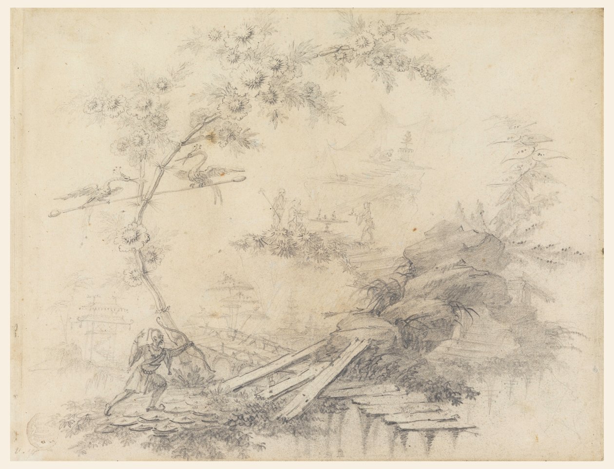 Desenho, Fantasia Chinoiserie, ca. 1780 de Jean Baptiste Pillement