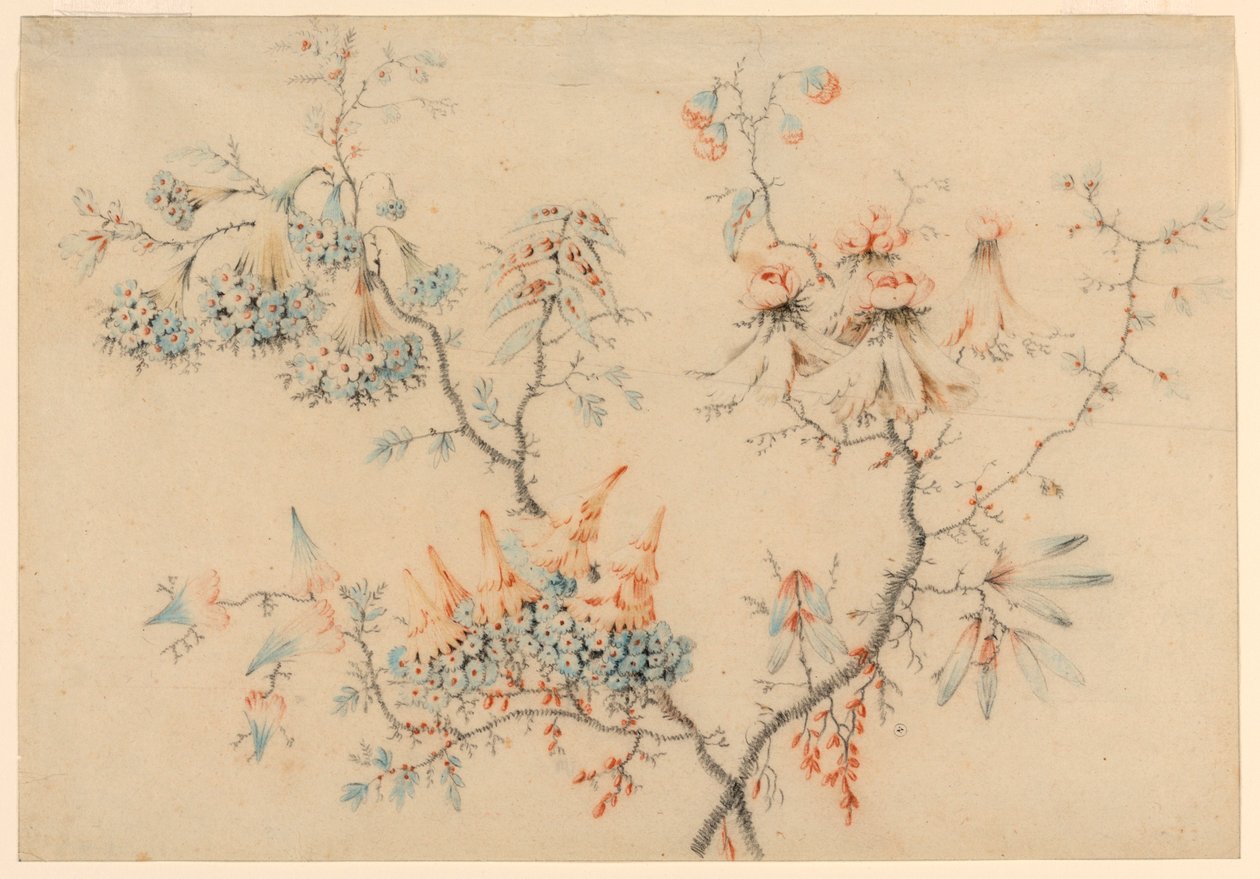 Desenho, Ramos floridos, 1775-1800 de Jean Baptiste Pillement