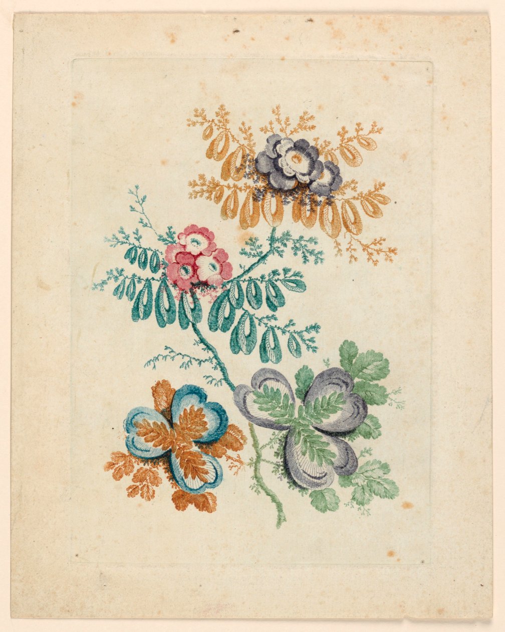 Fantástico motivo de flores de "Nouvelle Suite de fleurs idéales" de Jean Baptiste Pillement