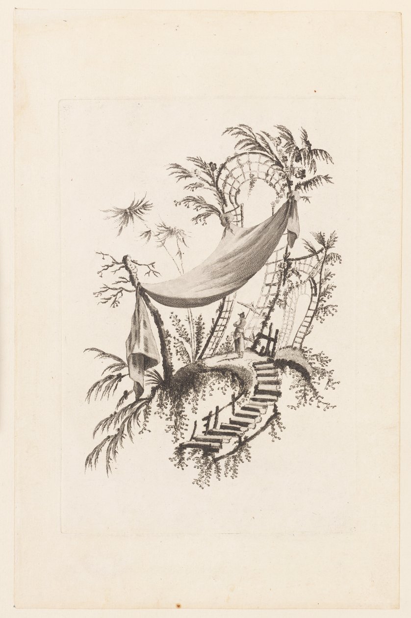 Figura sob a tenda, de "Coleção de tendas chinesas" de Jean Baptiste Pillement