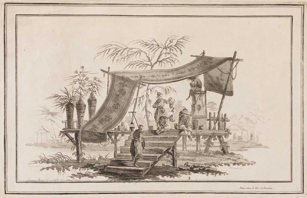 Figuras subindo escadas para o altar de Jean Baptiste Pillement