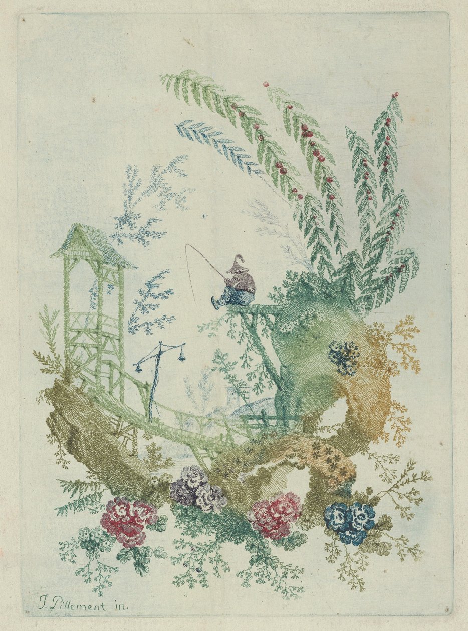 Design de ornamento da Nouvelle Suite de Cahiers de Dessins Chinois, década de 1790. de Jean Baptiste Pillement