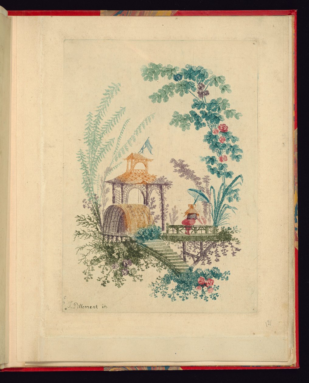 Desenho Ornamental do "Novo conjunto de cadernos chineses para uso de designers e pintores" No.3, inventado e desenhado por Jean Pillement. Sepulturas de Anne Allen. de Jean Baptiste Pillement