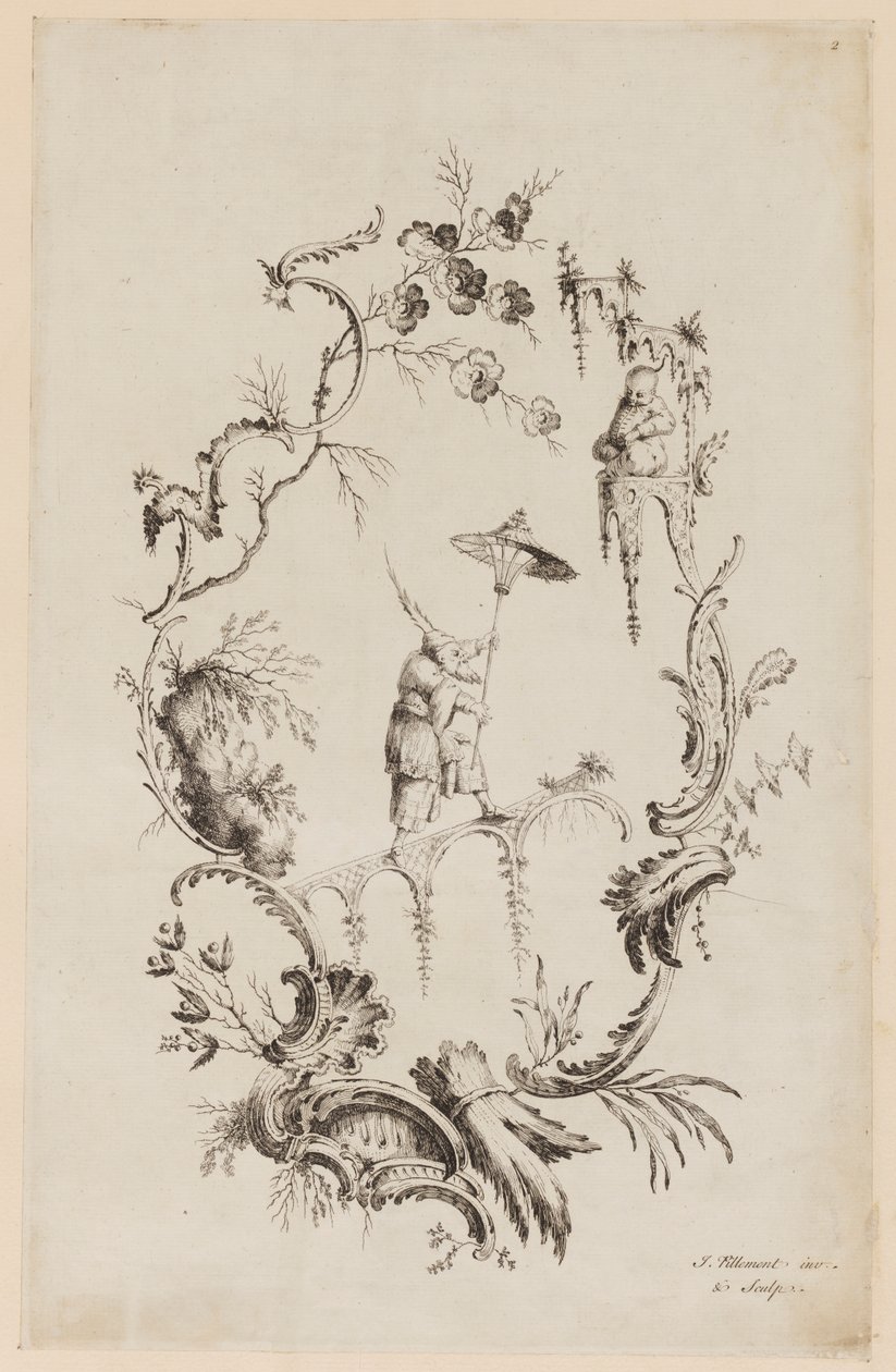 Placa 2, de "Um novo livro de ornamentos chineses" de Jean Baptiste Pillement