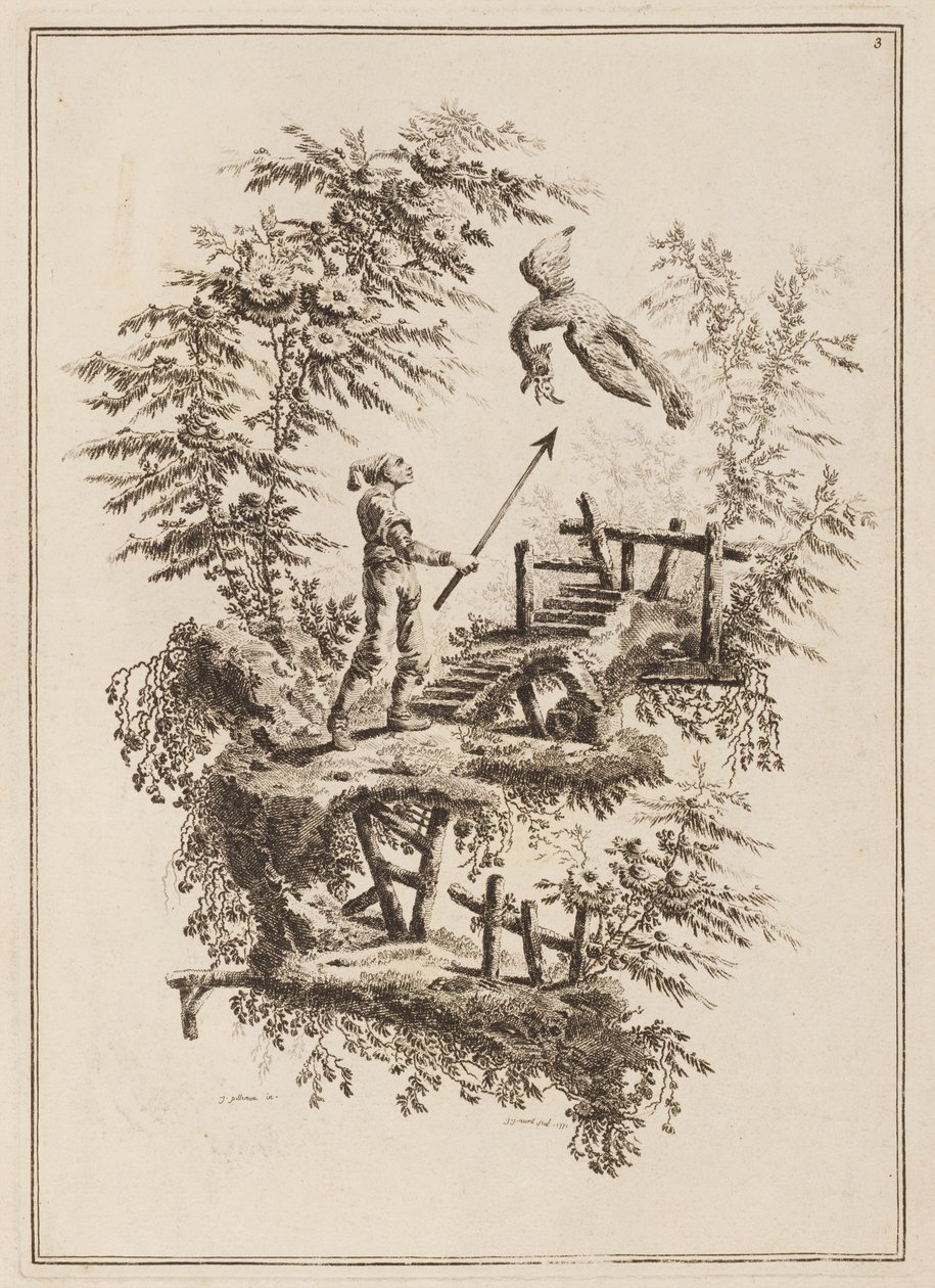Placa 3, "Suíte de Doze Pescadores e Caçadores" de Jean Baptiste Pillement