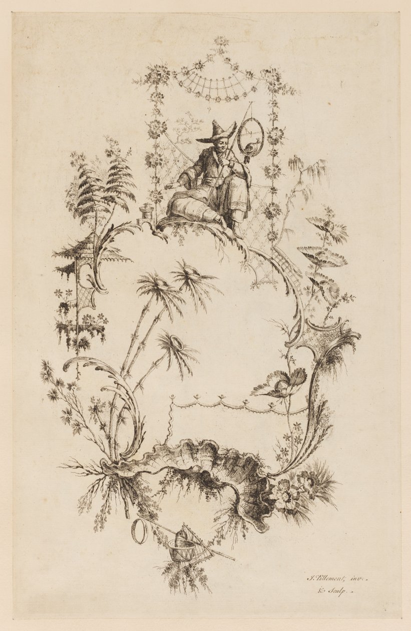 Placa 3, de "Um Novo Livro de Ornamentos Chineses" de Jean Baptiste Pillement
