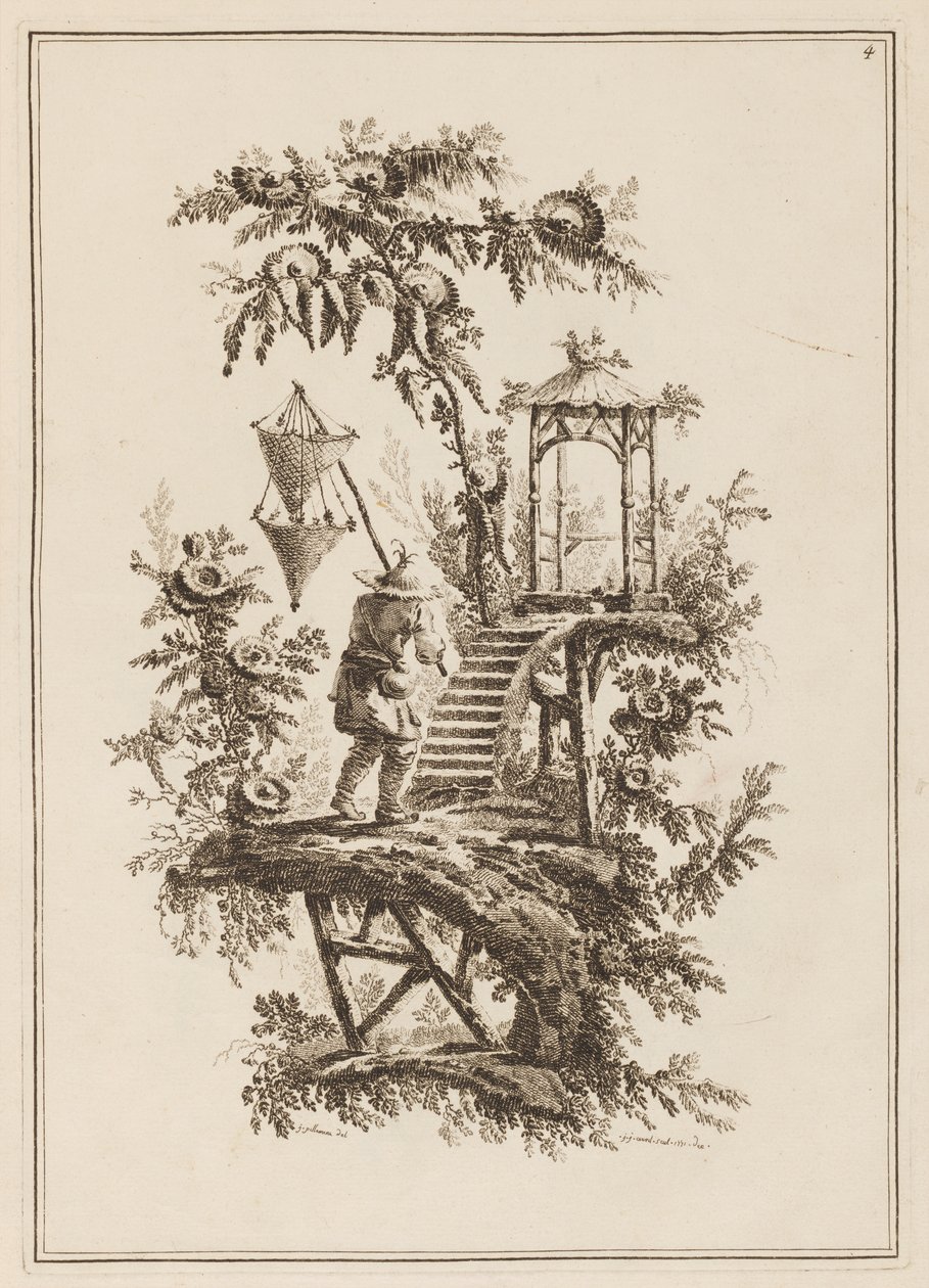 Placa 4, "Suíte de Doze Pescadores e Caçadores" de Jean Baptiste Pillement