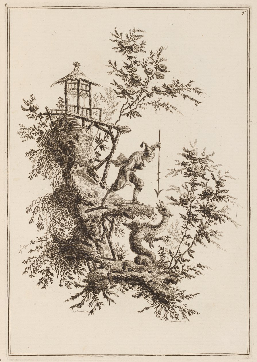 Placa 6, "Suíte de Doze Pescadores e Caçadores" de Jean Baptiste Pillement