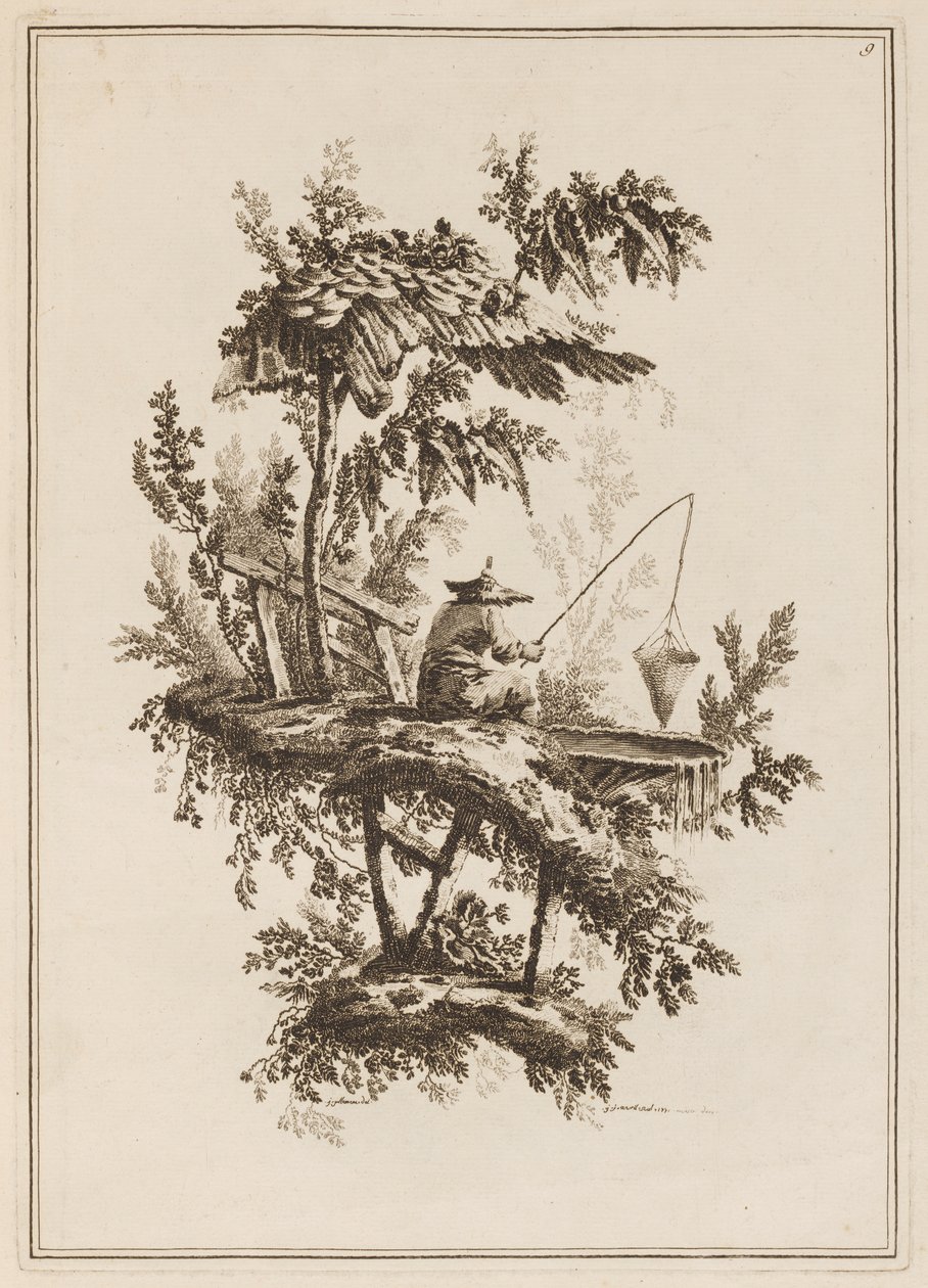 Placa 9, "Suíte de Doze Pescadores e Caçadores" de Jean Baptiste Pillement